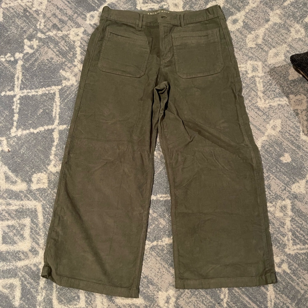 American Eagle Outfitters Women's Olive Wide Leg Pants